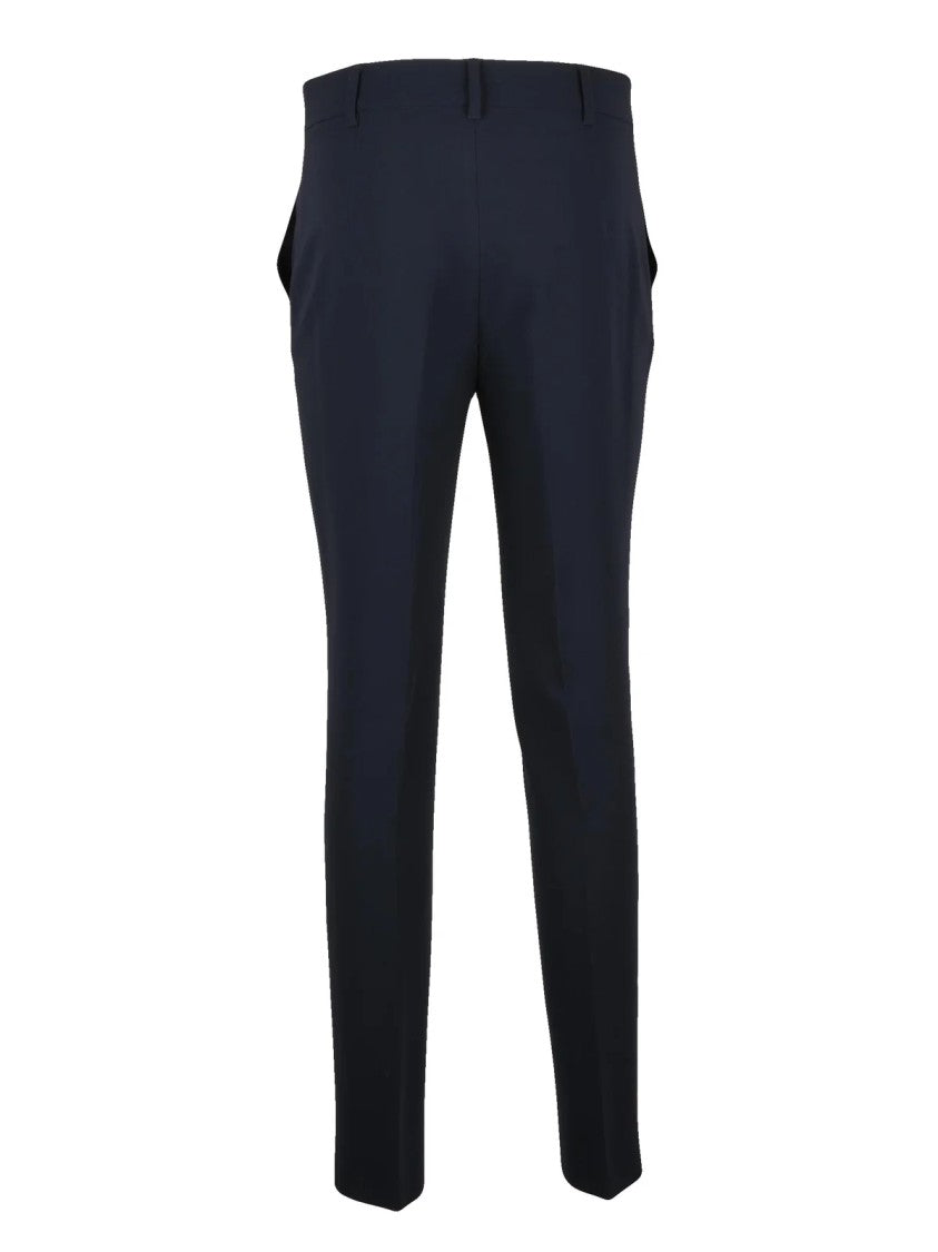 Max Mara Tailored Blue Trousers With Mid-Rise Waist And Sleek Drape