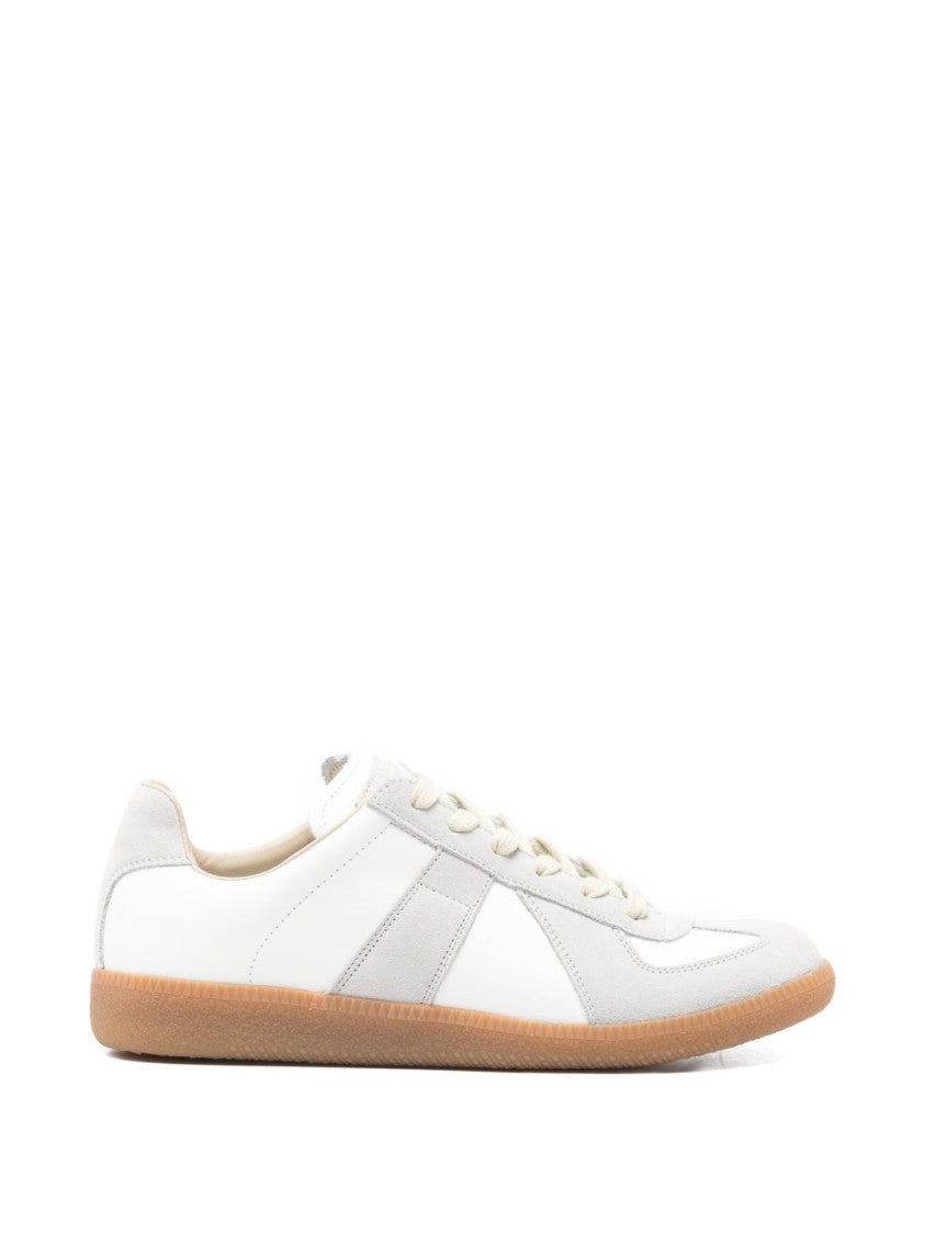 Maison Margiela Low-Top Replica Leather Sneakers With Contrasting Suede Panels