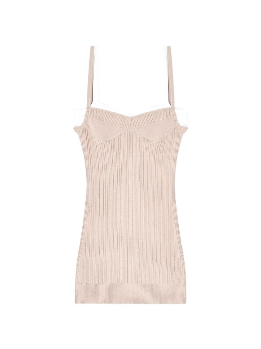 Diesel Beige Ribbed Knit Bodycon Mini Dress