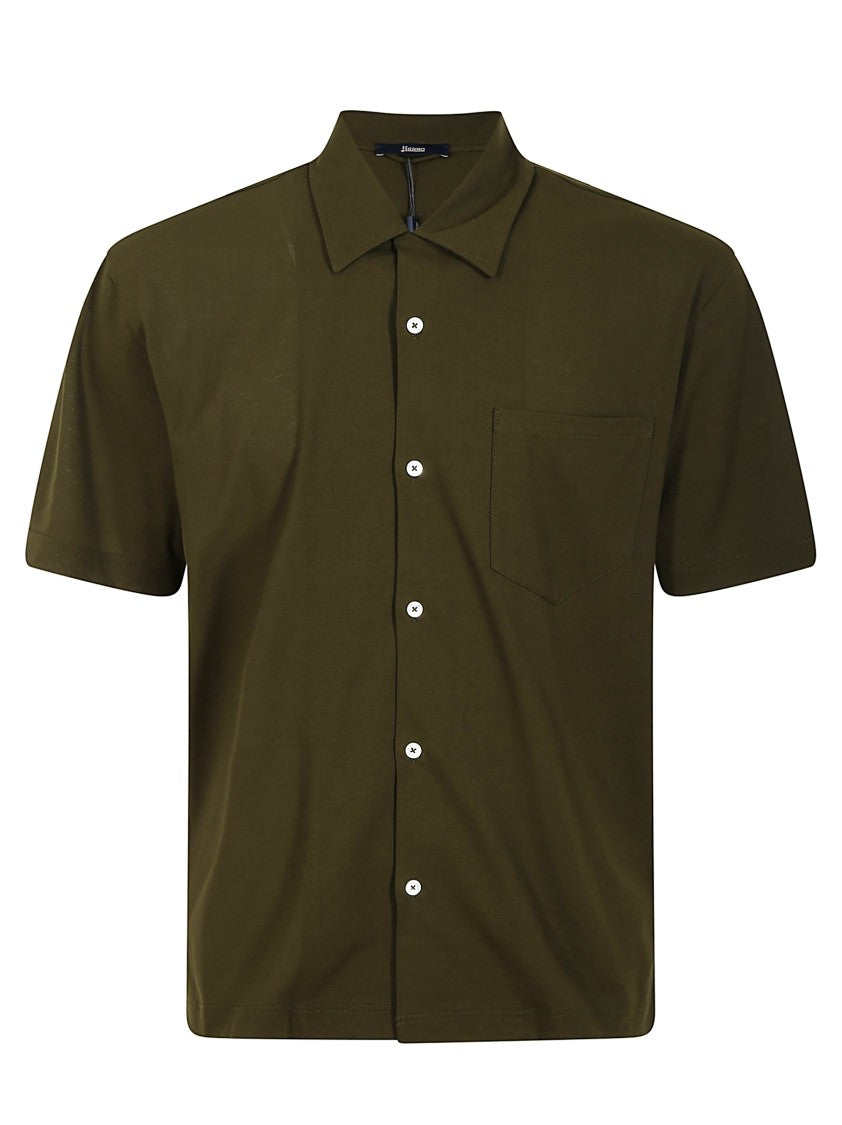 Herno Short-Sleeved Cotton Shirt With Classic Collar