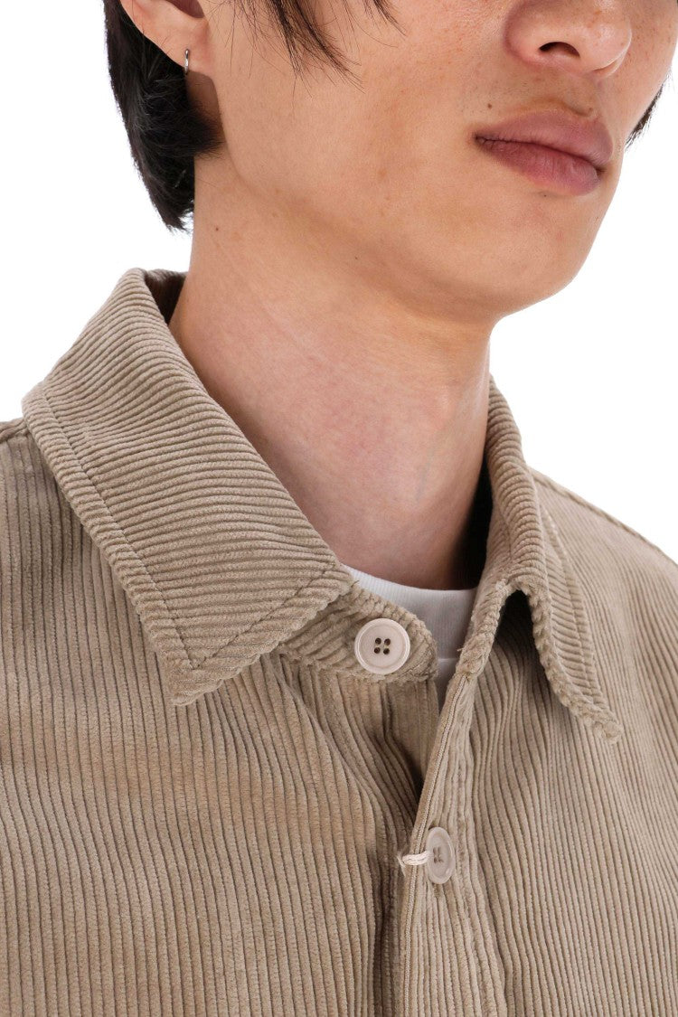 A.P.C. Cotton Velvet Overshirt With Classic Collar