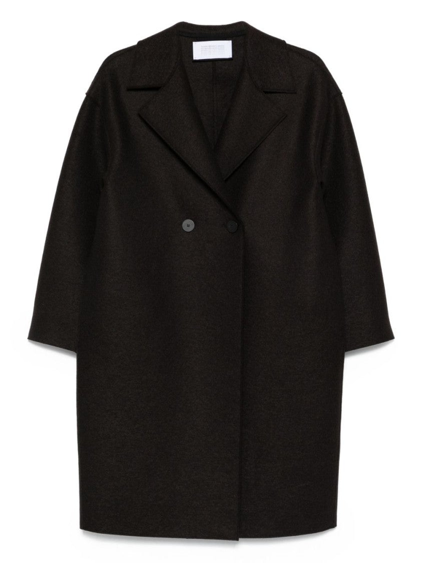 Harris Wharf London Double-Breasted Brown Virgin Wool Coat