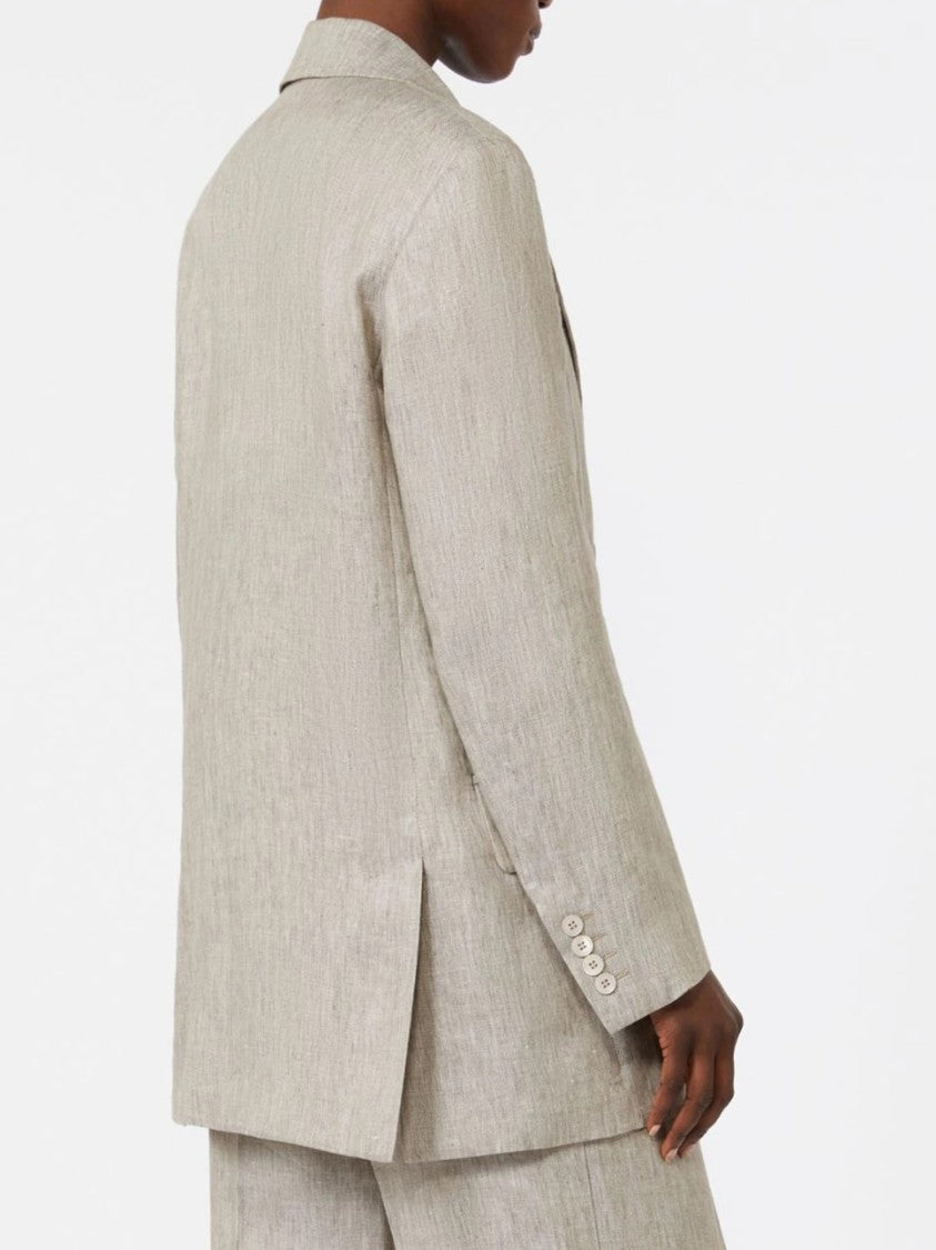 Max Mara Neutral Mxmolimpi Double-Breasted Textured Blazer