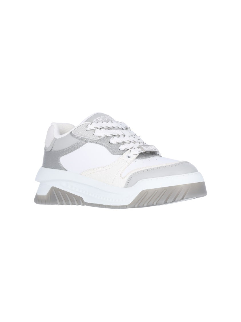 Versace White Leather 'Odissea' Low-Top Sneakers – White