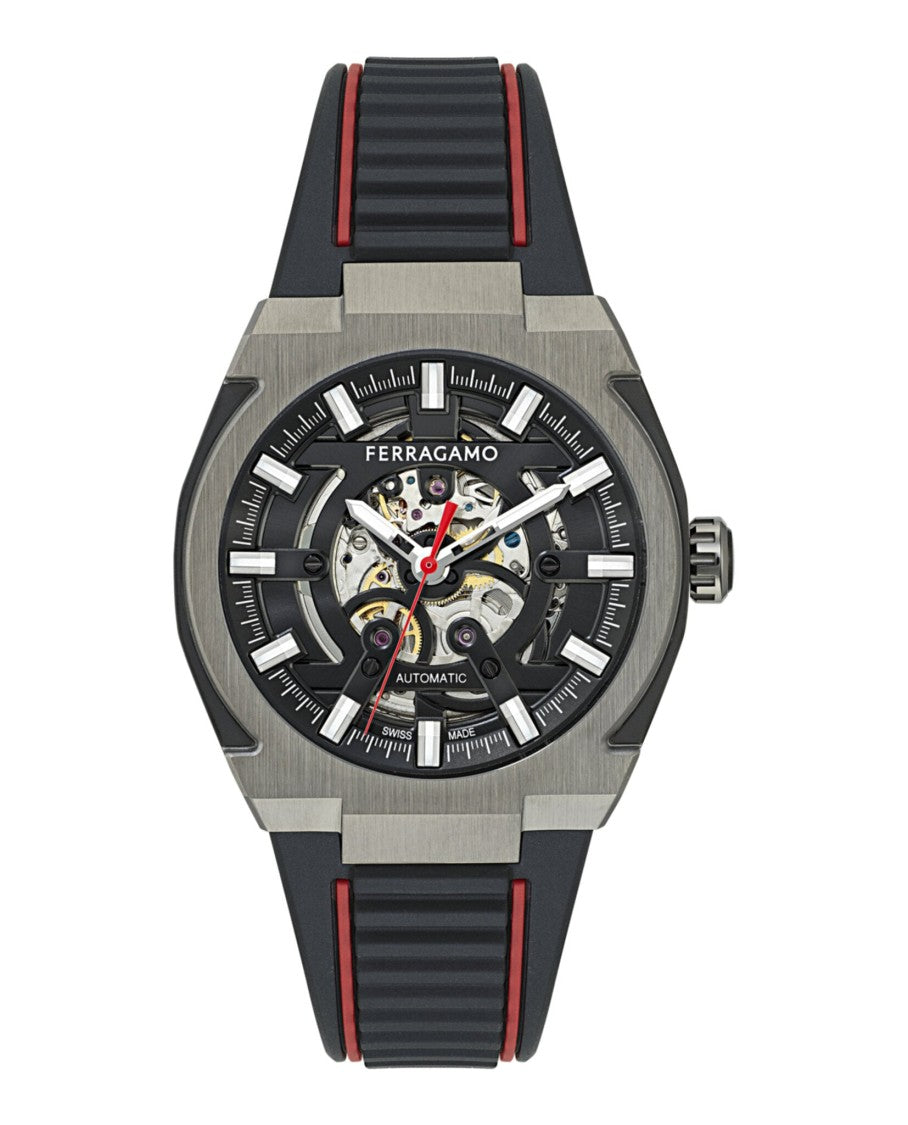 Ferragamo Skeleton Dial Ferragamo Automatic Watch With Gunmetal Case