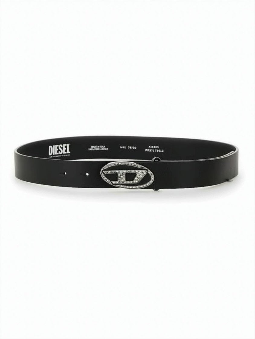 Diesel Regular-Width Leather Belt With Oval Buckle