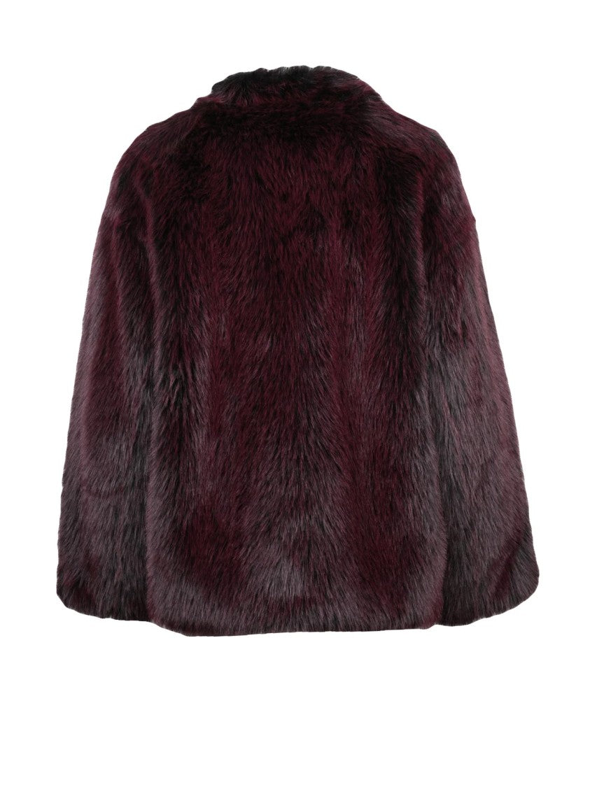 Patrizia Pepe Red Polyester Hook Faux Fur Jacket