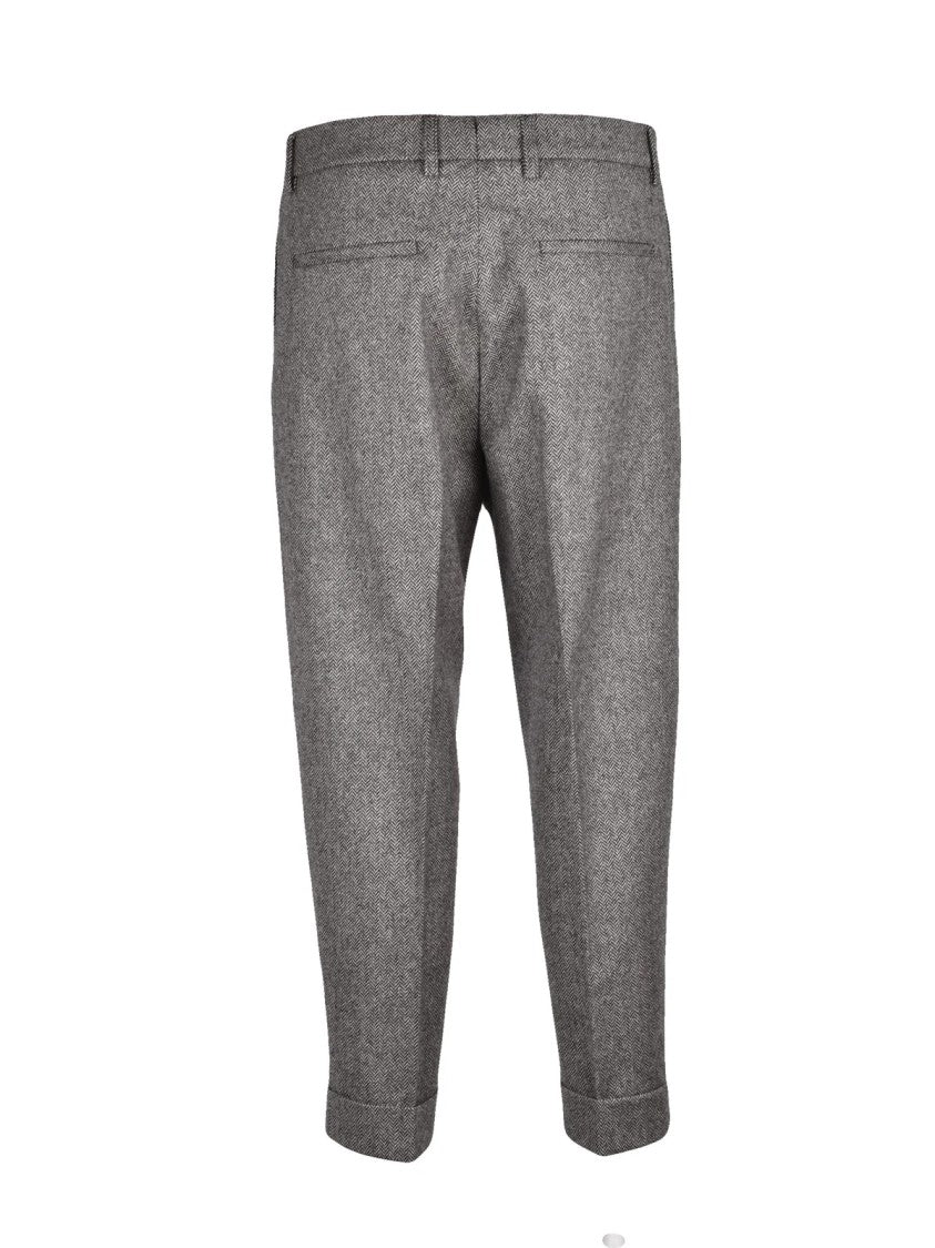 Berwich Beige Wool Herringbone Formal Pants