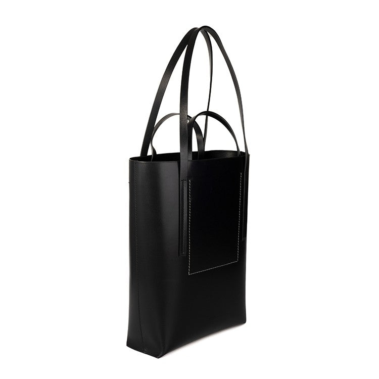 Rick Owens Structured Black Leather Tote Bag