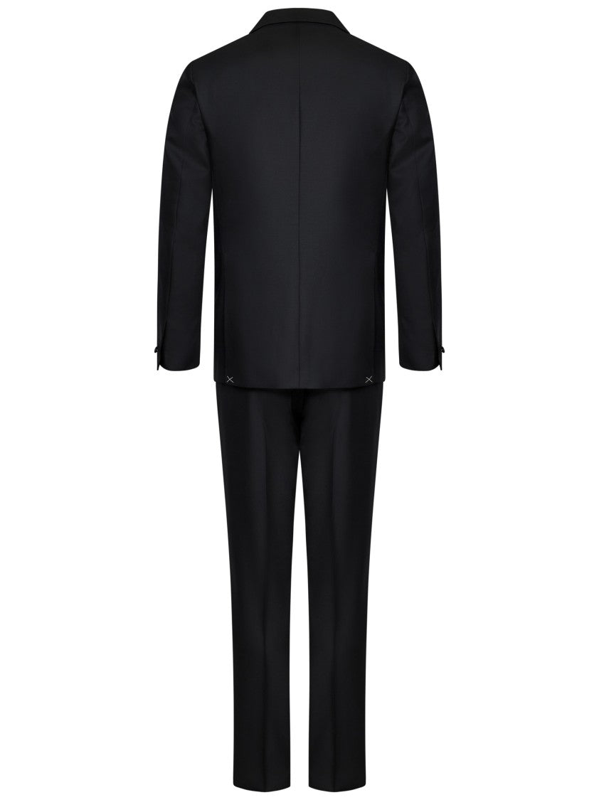 Franzese Collection Tailored Black Tuxedo Suit With Double-Breasted Design