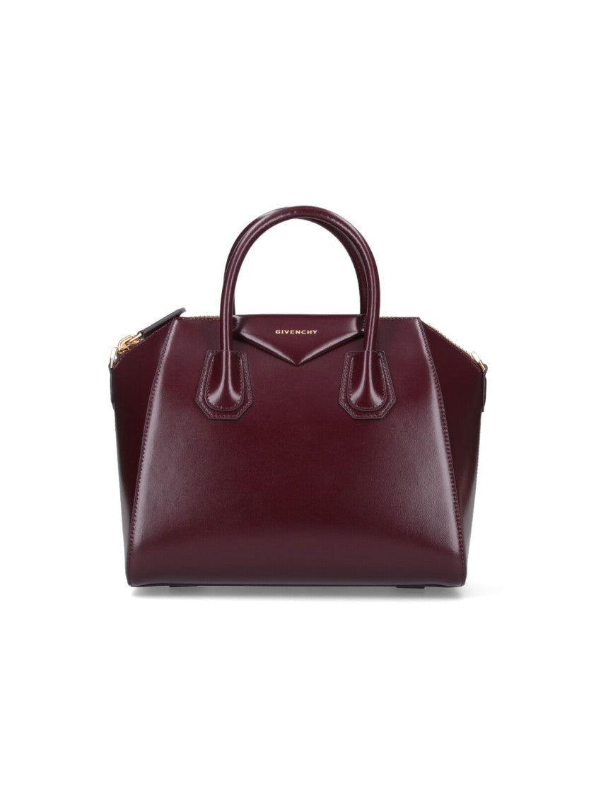 Givenchy Antigona Small Structured Handbag In Bordeaux Calfskin