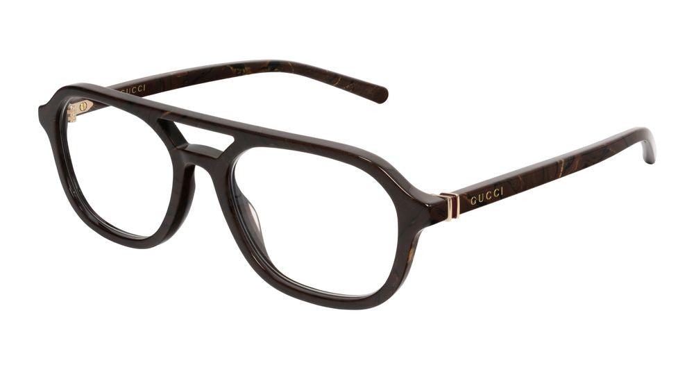 Gucci Brown Translucent Acetate Oversized Square Eyeglasses