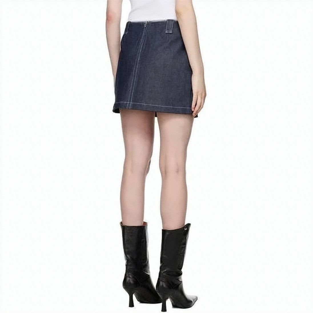 A.P.C. Indigo Denim Mini Skirt With Contrast Stitching