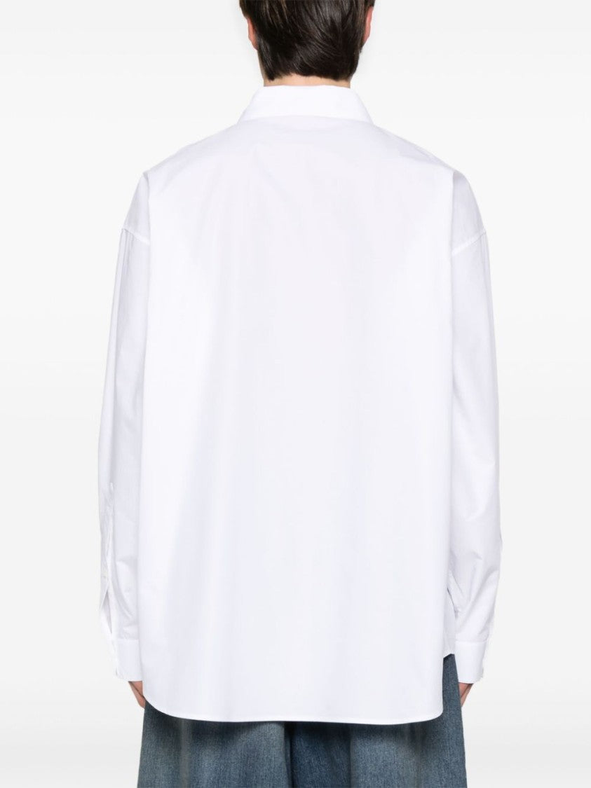 Balenciaga Logo-Embroidered White Relaxed-Fit Shirt