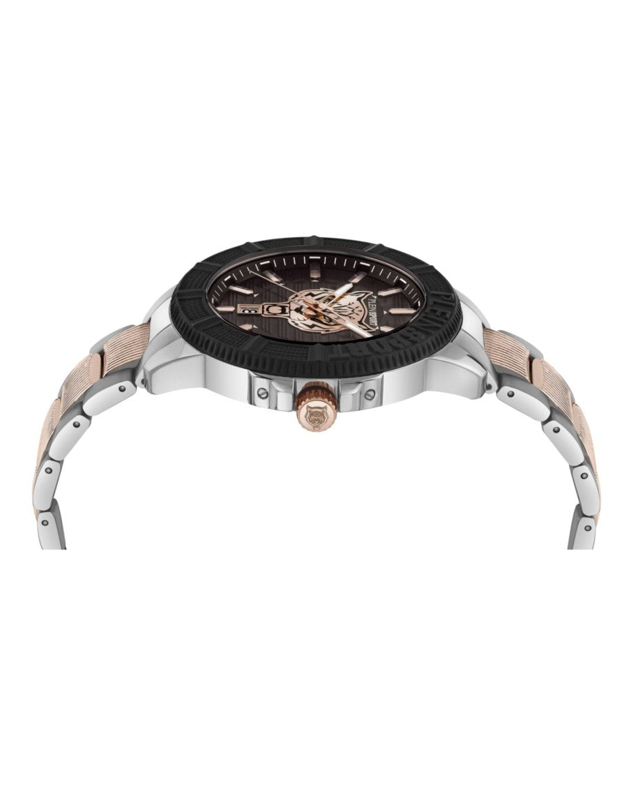 Plein Sport Two-Tone Bracelet Watch With Brown Enamel Dial