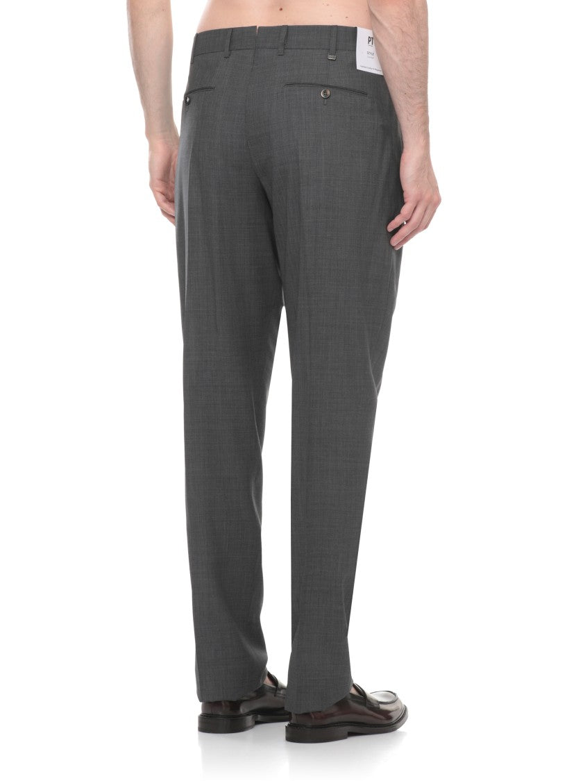 Pt Torino Dark Grey Zip Fastening Pants