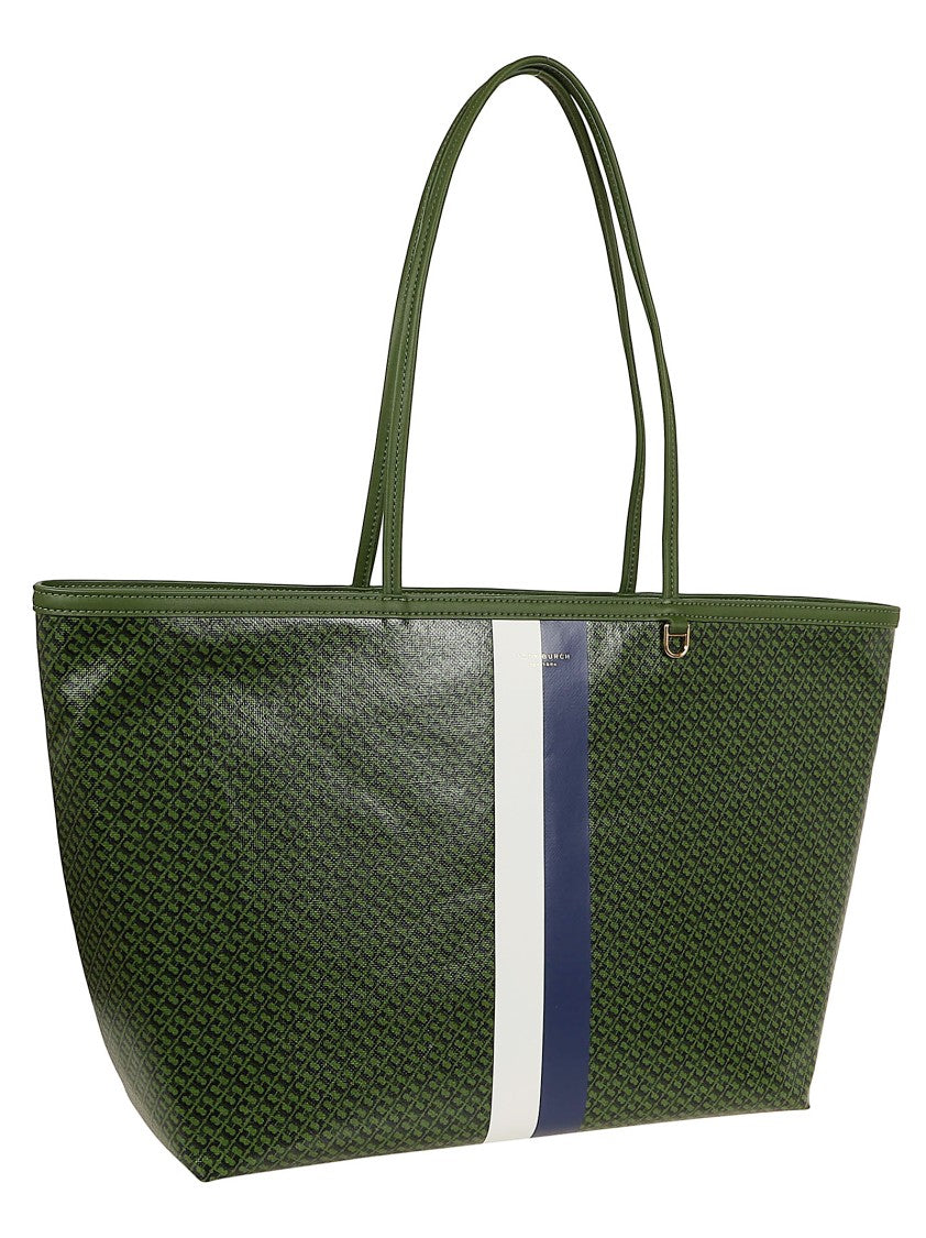 Tory Burch Racer Tote Bag With Bold Contrasting Stripes