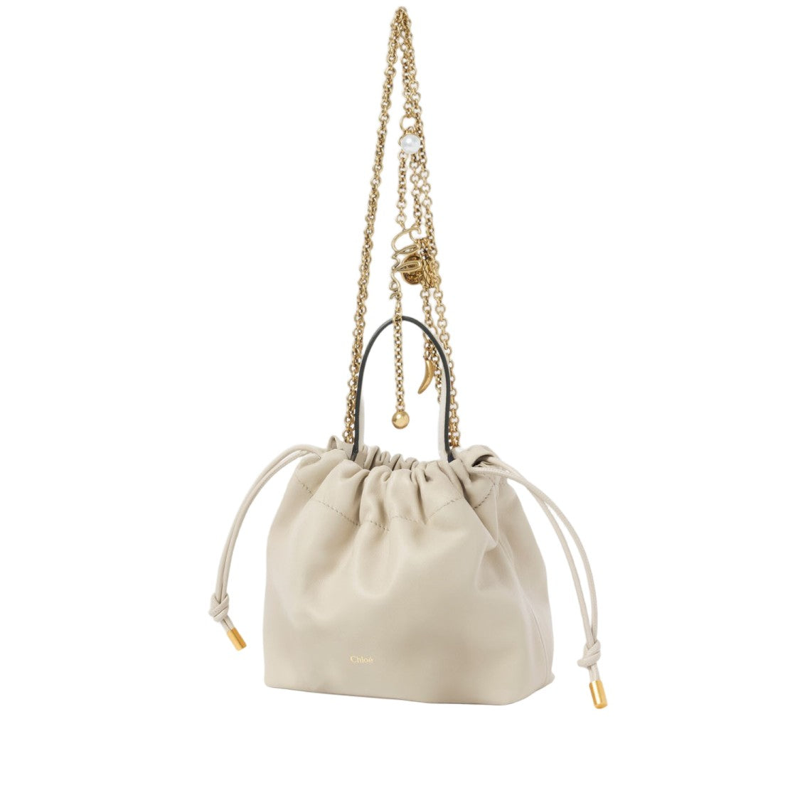 Chloé Drawstring Leather Bag With Decorative Charms