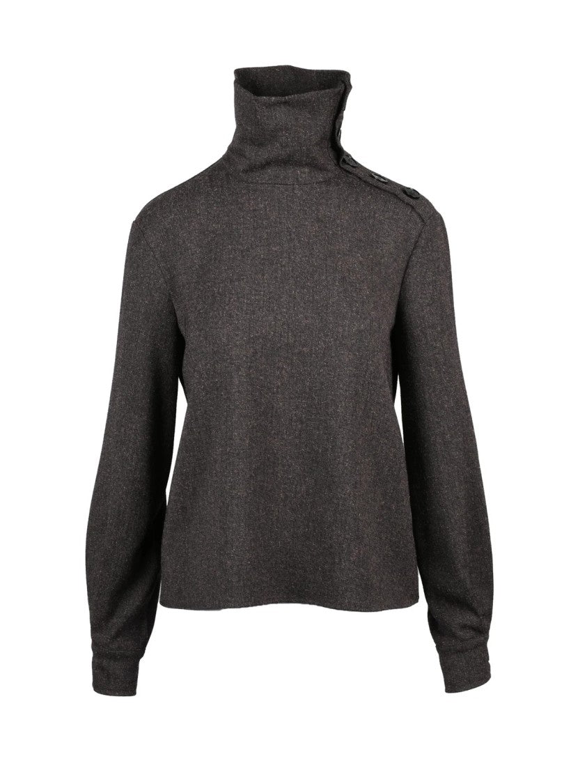 Patrizia Pepe Brown Viscose-Blend Flared Blouse