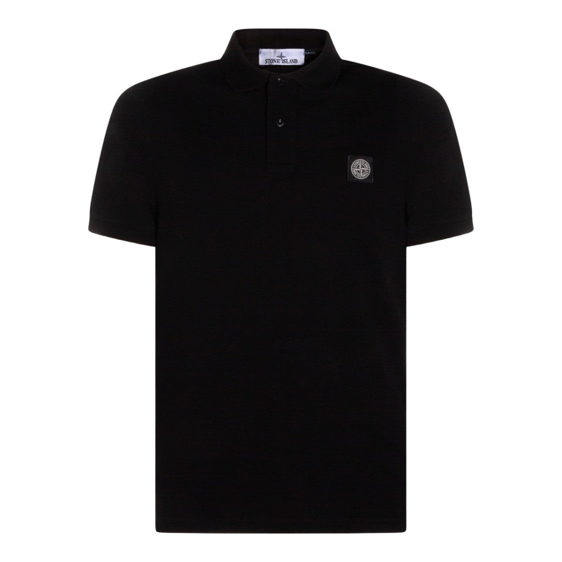 Stone Island Slim Fit Black Polo Shirt With Embroidered Logo