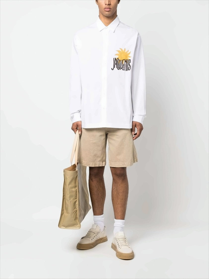 Jacquemus Long-Sleeve Cotton Shirt With Embroidered Sun Motif