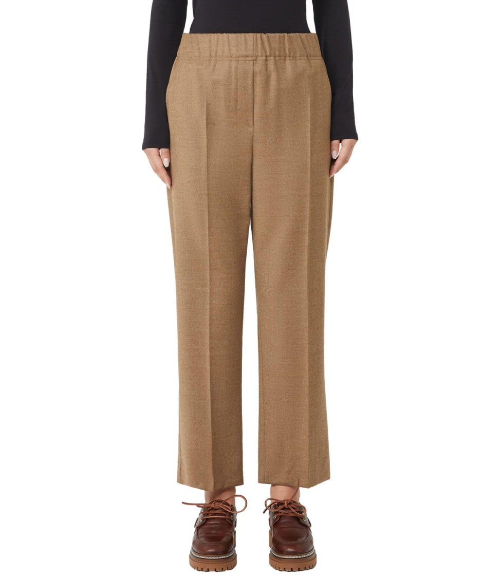 Max Mara Tailored Brown Wool Straight-Leg Trousers
