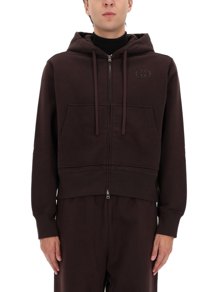 Gucci Cropped Embroidered Logo Sweatshirt