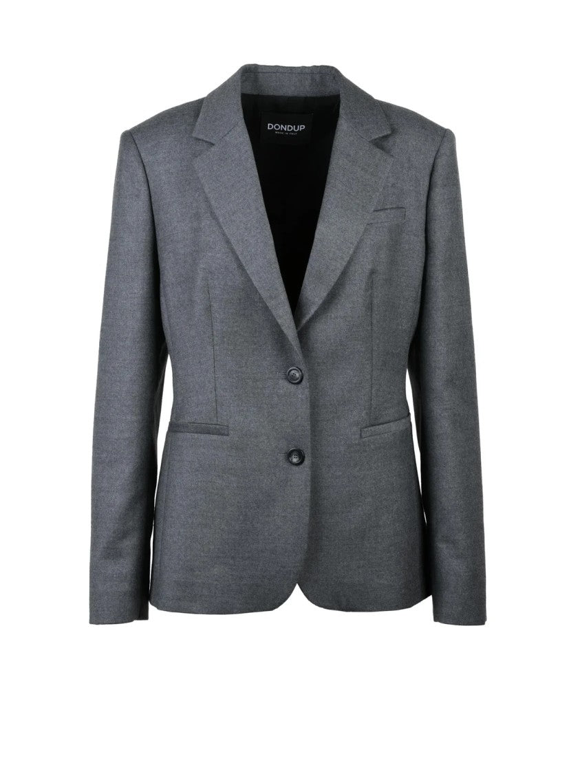 Dondup Grey Tailored Stretch Virgin Wool Blazer