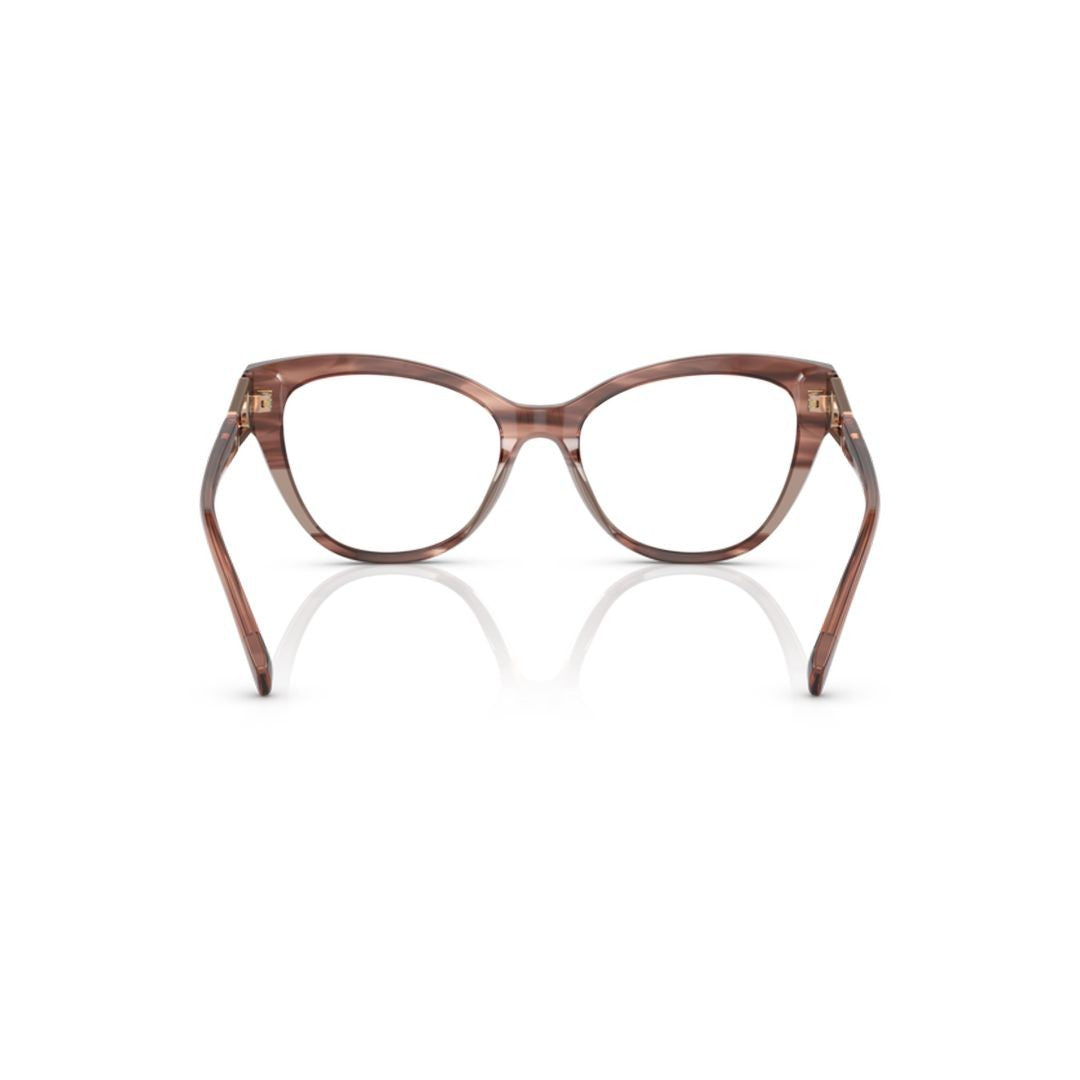 Emporio Armani 3212 Vista Translucent Brown Acetate Cat-Eye Eyeglasses With Gold Accents