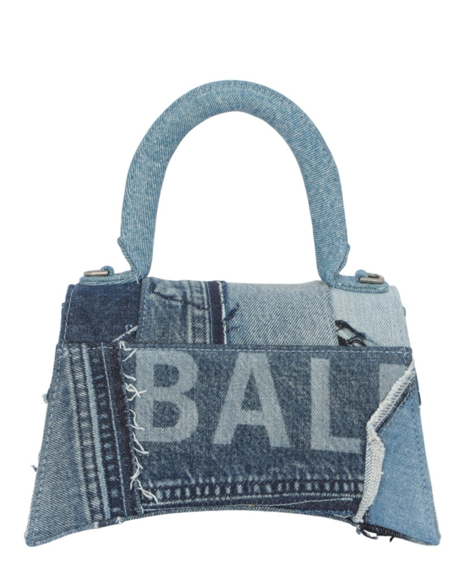Balenciaga Hourglass Denim Patchwork Top Handle Bag