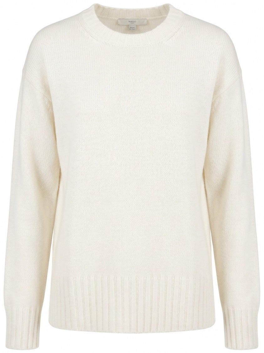 Malo Cashmere Sweater With Ribbed Detailing And Classic Crew Neckline
