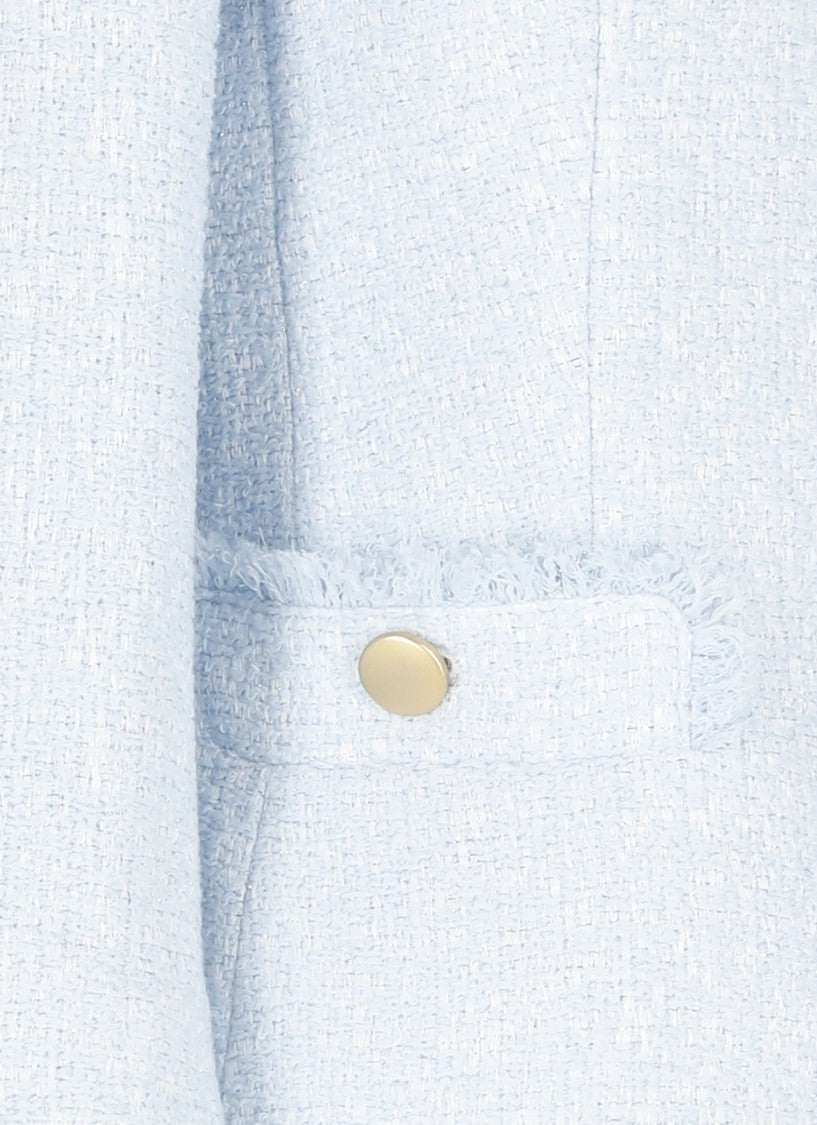 Tagliatore Light Blue Cotton Blend Tweed Jacket