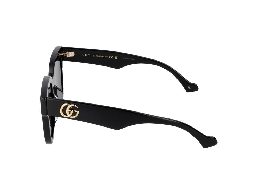 Gucci Black Gold-Tone Oversized Square Sunglasses