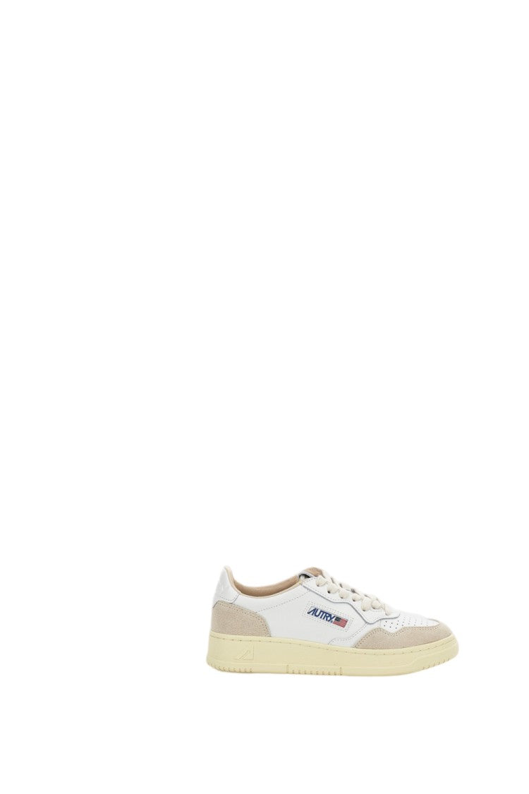 Autry White Medalist Low Leather Suede Sneakers