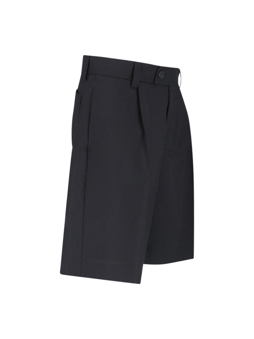 Mfpen Black Classic Straight-Leg Wool Shorts
