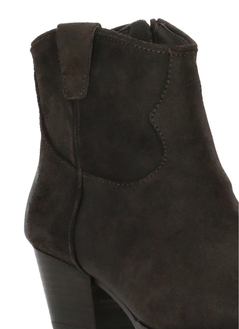 Ash Dark Brown Fame Arrow-Toe Suede Boots
