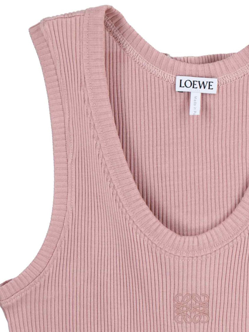 Loewe "Anagram" Silk Tank Top Pink