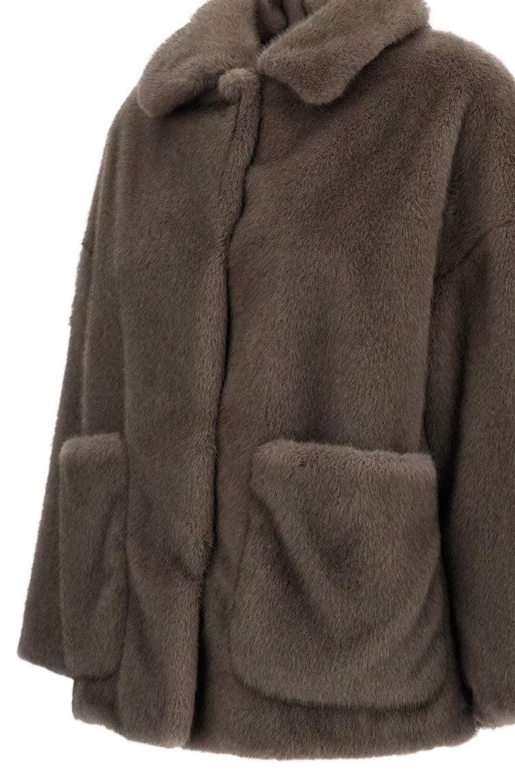 Herno Grey Faux Fur Short Jacket