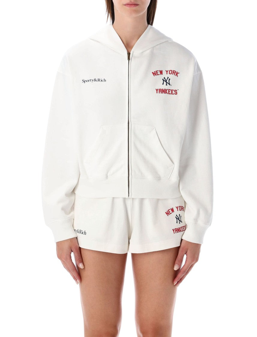 Sporty And Rich Homerun Cropped Zip Hoodie