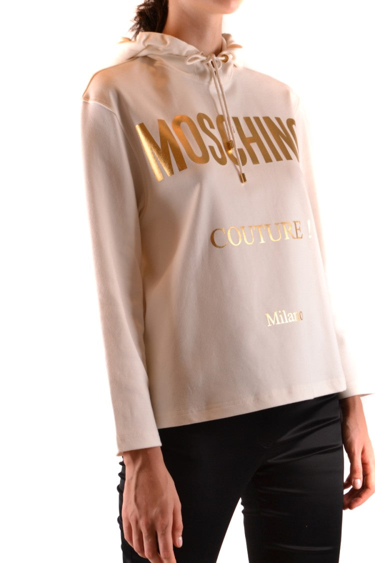 Moschino Minimalist White Sweatshirt With Gold Lettering