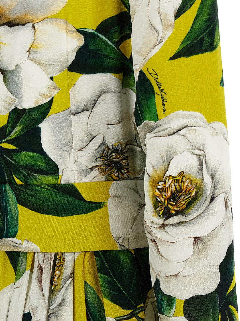 Dolce & Gabbana Floral Print Viscose Charmeuse Midi Dress