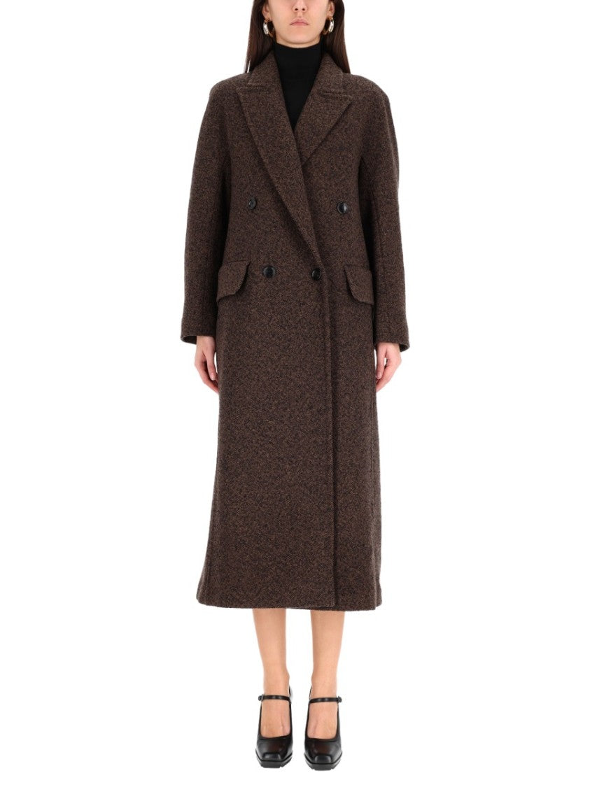 Max Mara Bow Long Double-Breasted Wool-Blend Coat