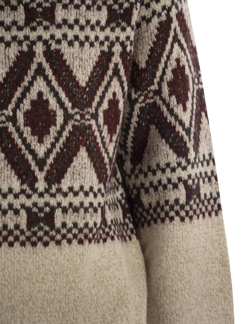 Brunello Cucinelli Geometric Jacquard Turtleneck Sweater