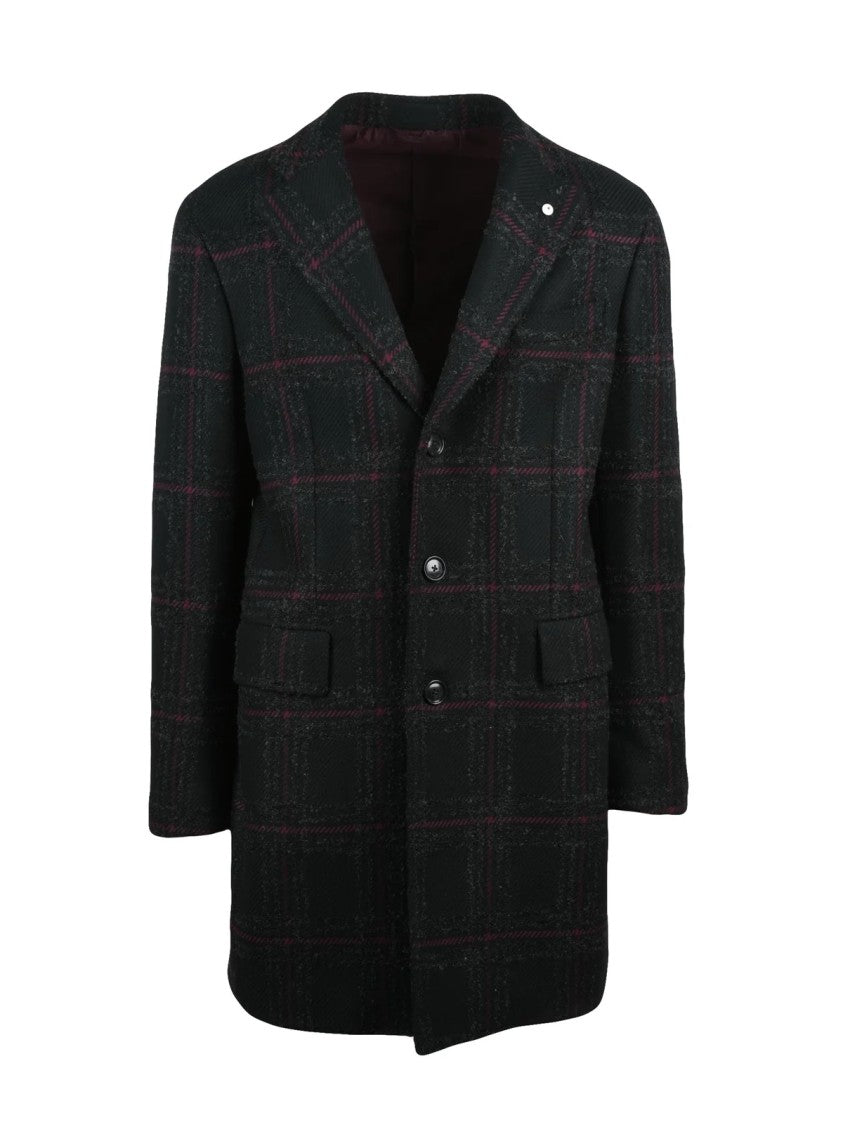 L.B.M. 1911 Black-Bordeaux Wool-Blend Coat