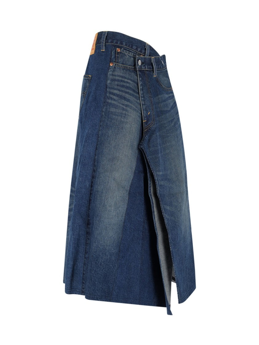 Junya Watanabe Logo Midi Denim Skirt – Blue