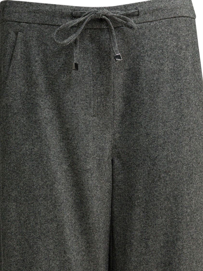 Max Mara Straight-Leg Grey Trousers With Textured Wool-Cashmere Blend