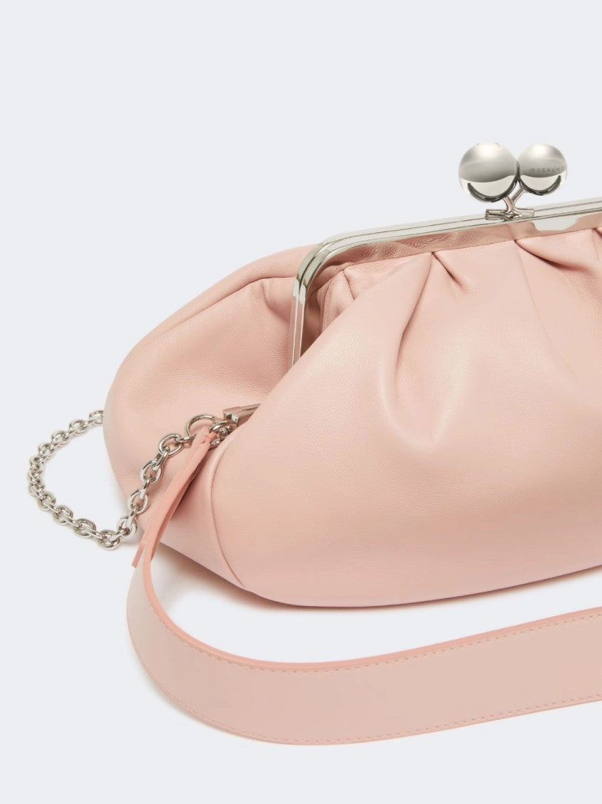 Max Mara Chic Gathered Leather Clutch With Double-Ball Clasp