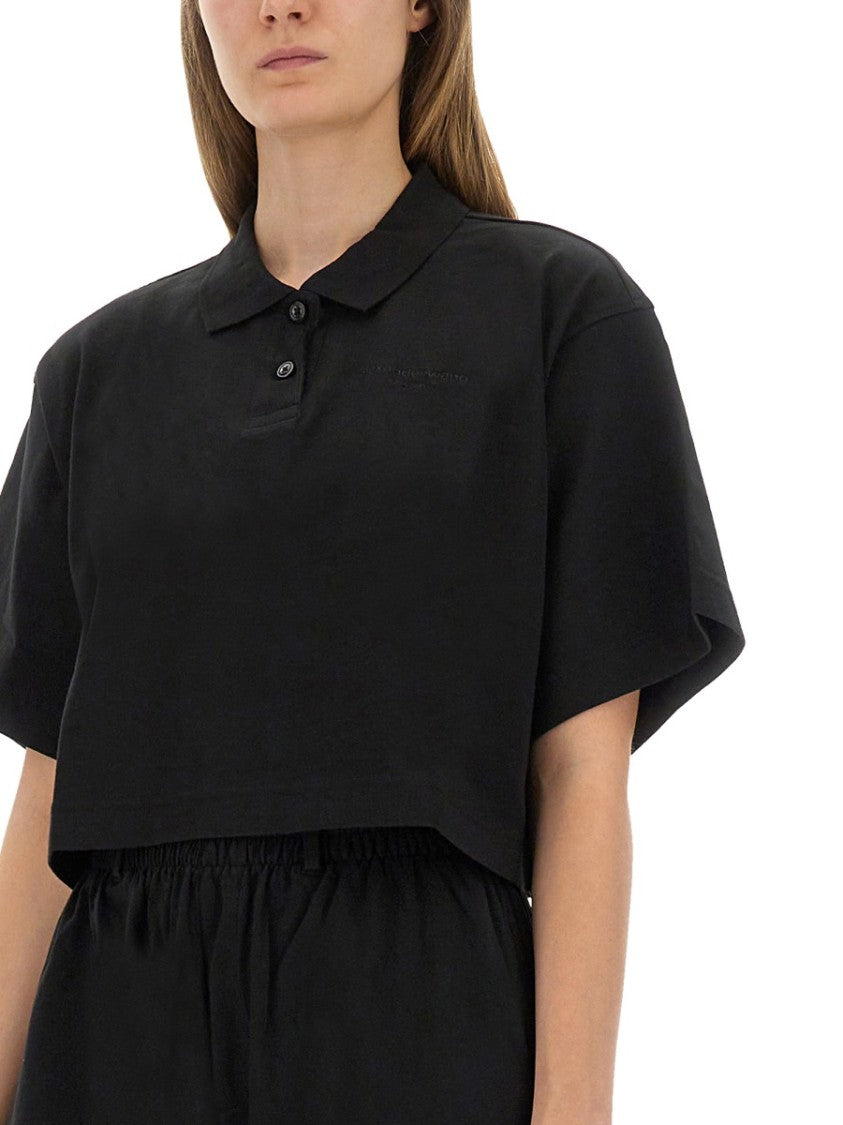 Alexander Wang Cropped Jersey Polo Shirt