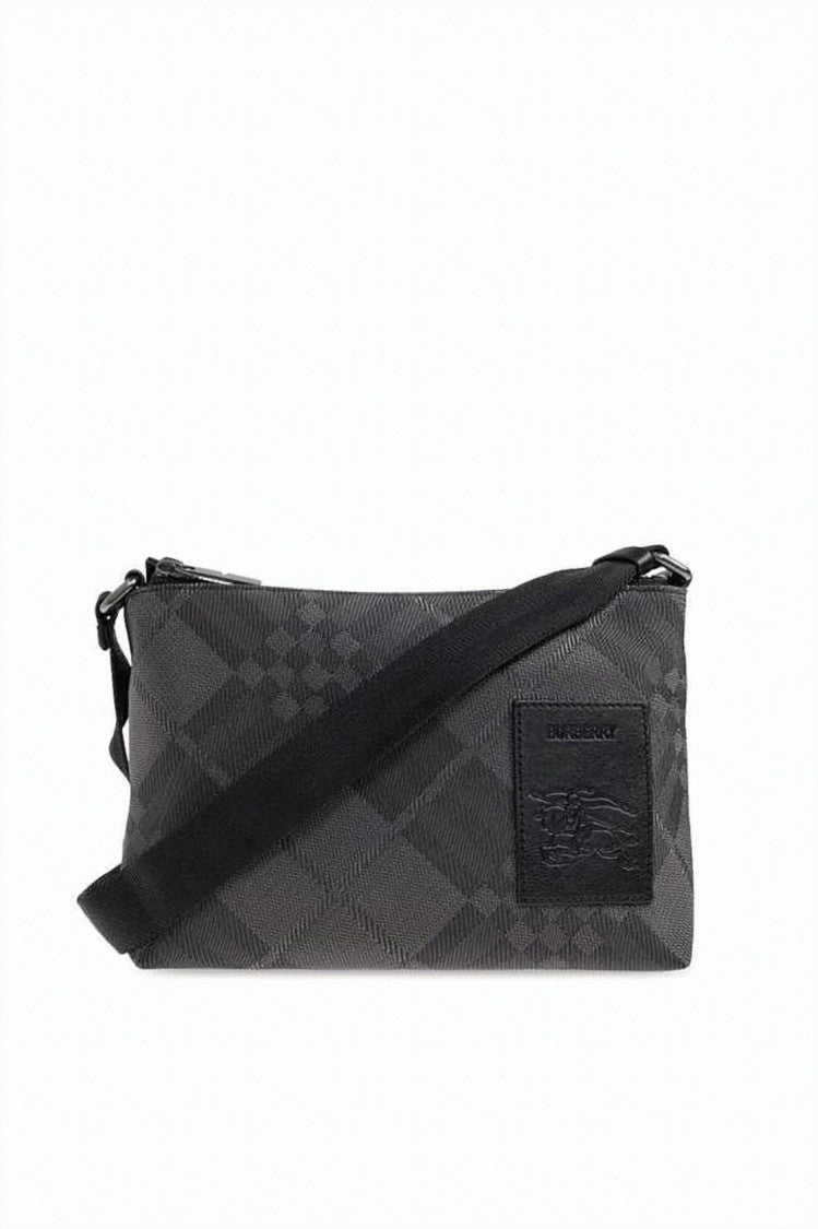 Burberry Black Minimalist Rectangular Checkered Shoulder Bag