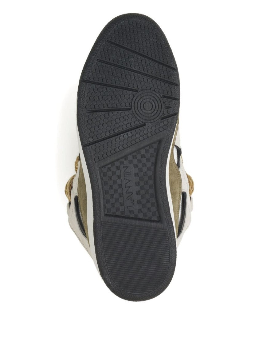 Lanvin White Suede Panel Cut-Out Sneakers